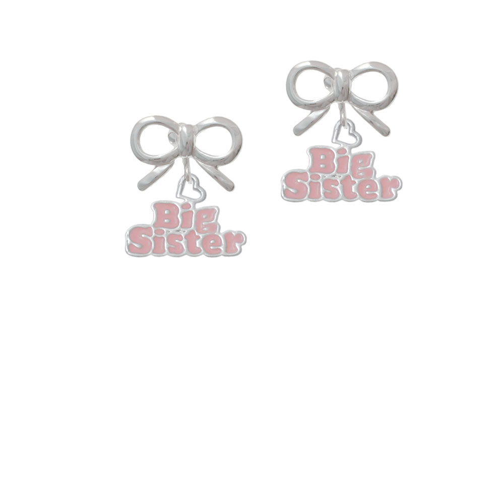 Pink Big Sister with Heart Crystal Clip On Earrings Image 9