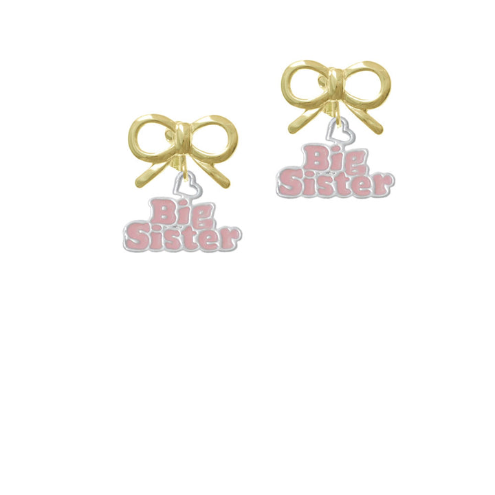 Pink Big Sister with Heart Crystal Clip On Earrings Image 10