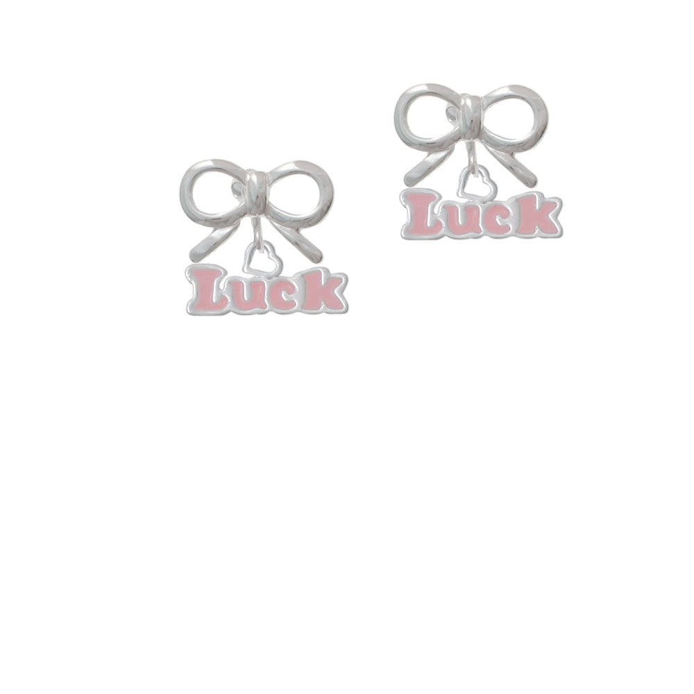 Pink Luck with Heart Crystal Clip On Earrings Image 9