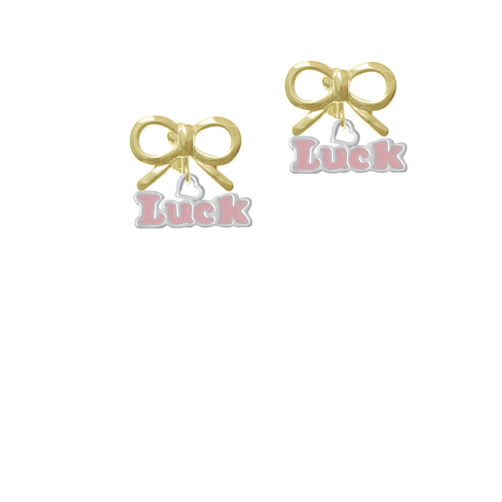 Pink Luck with Heart Crystal Clip On Earrings Image 10