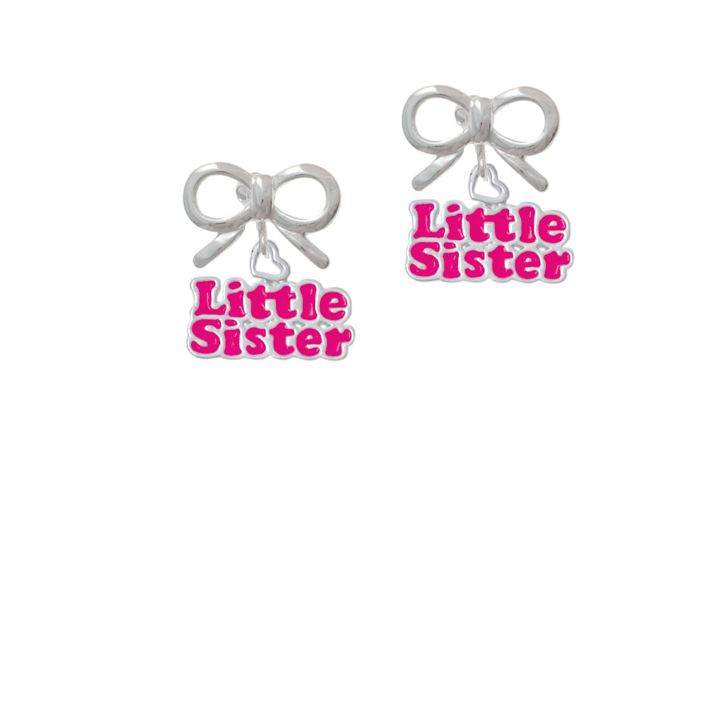 Hot Pink Little Sister with Heart Crystal Clip On Earrings Image 9