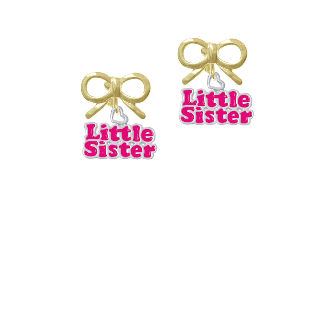 Hot Pink Little Sister with Heart Crystal Clip On Earrings Image 10