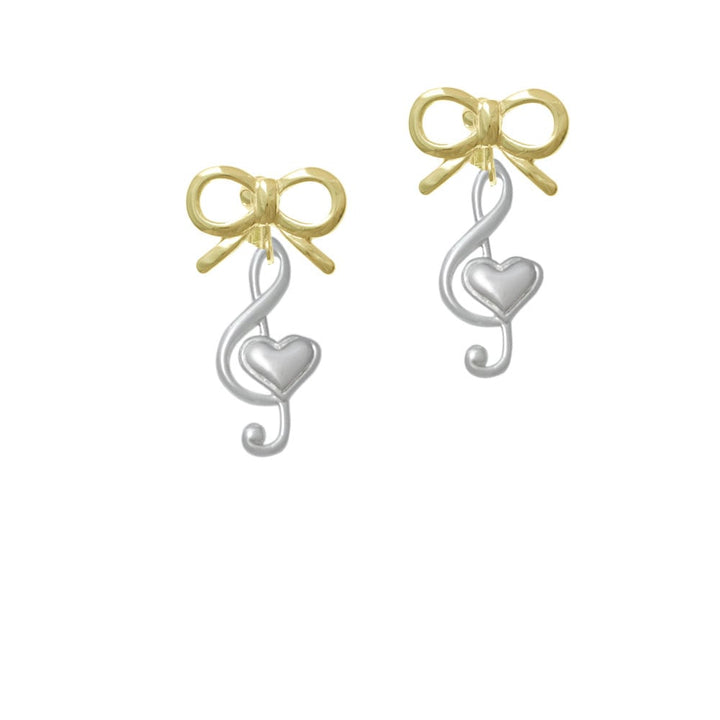 Large Clef with Heart Crystal Clip On Earrings Image 10