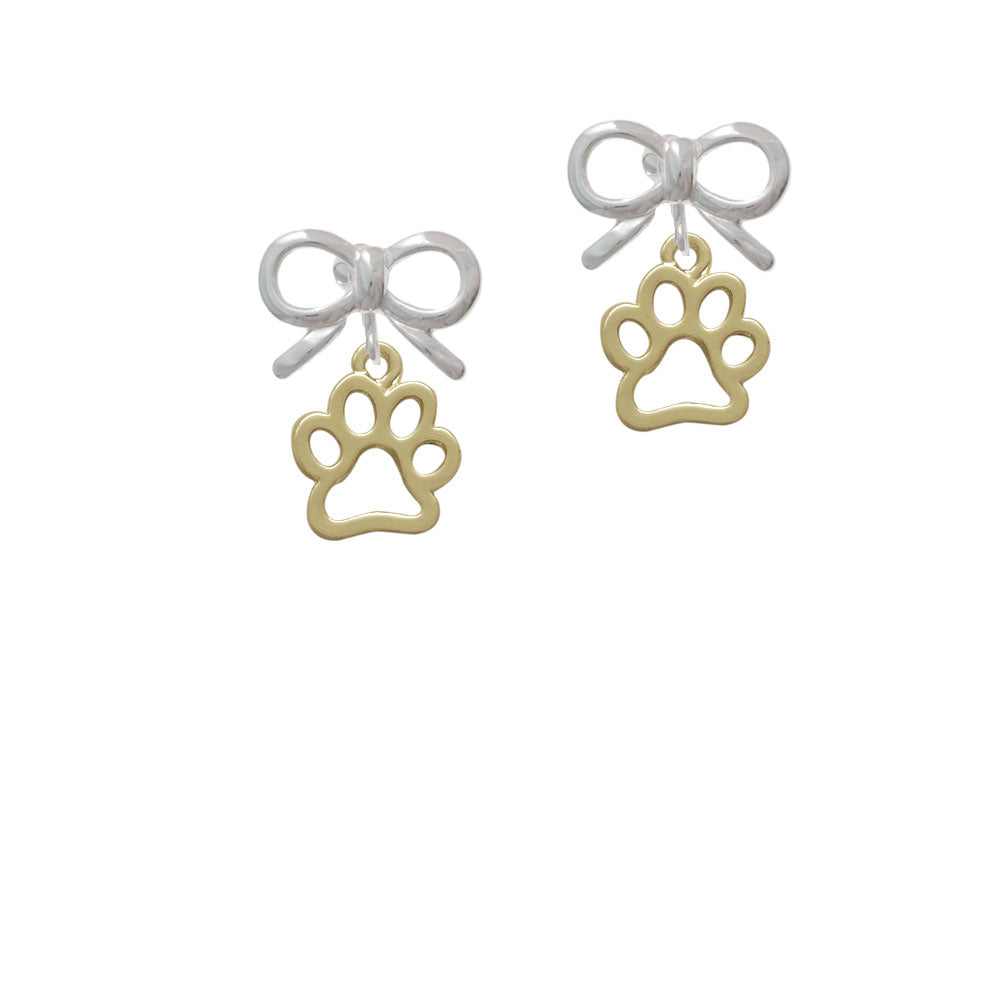 Medium Gold Tone Open Paw Crystal Clip On Earrings Image 9