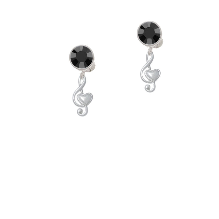 Medium Clef with Heart Crystal Clip On Earrings Image 3