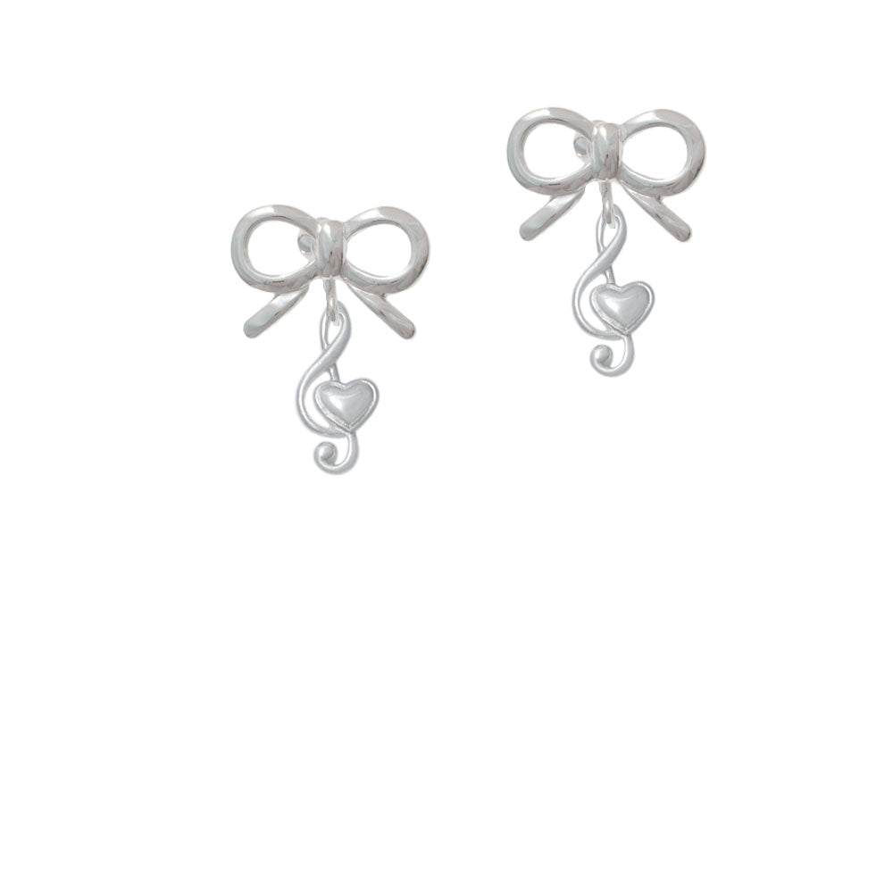 Medium Clef with Heart Crystal Clip On Earrings Image 9