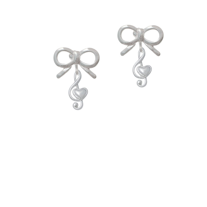 Medium Clef with Heart Crystal Clip On Earrings Image 9