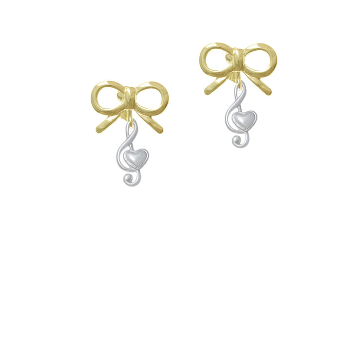 Medium Clef with Heart Crystal Clip On Earrings Image 10