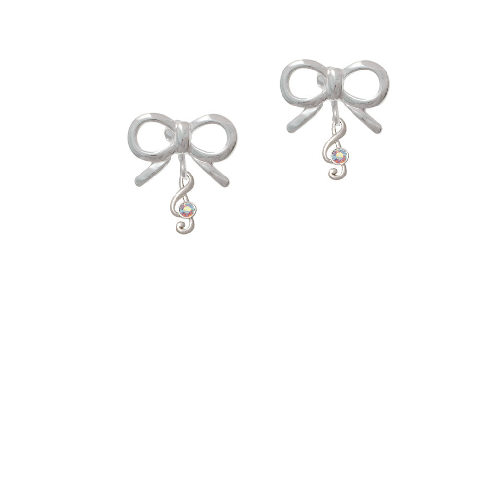 Mini Clef with AB Crystal Crystal Clip On Earrings Image 9