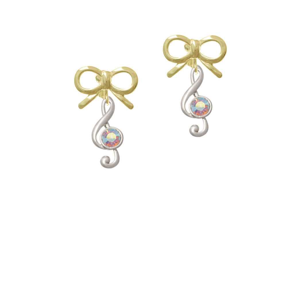 Medium Clef with AB Crystal Crystal Clip On Earrings Image 10