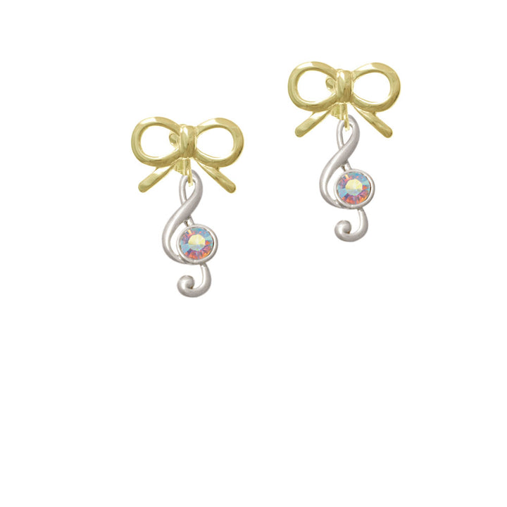 Medium Clef with AB Crystal Crystal Clip On Earrings Image 10