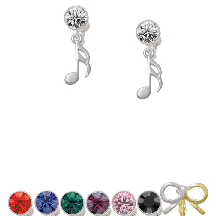 Sixteenth Note Crystal Clip On Earrings Image 1