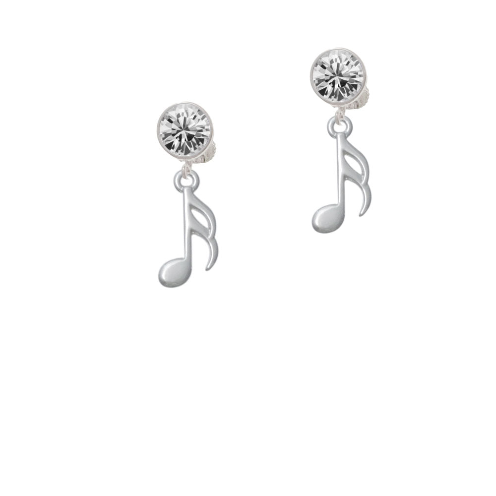 Sixteenth Note Crystal Clip On Earrings Image 2