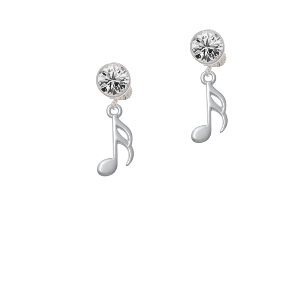 Sixteenth Note Crystal Clip On Earrings Image 1