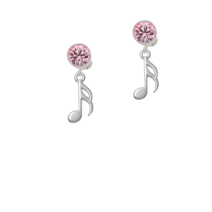 Sixteenth Note Crystal Clip On Earrings Image 1