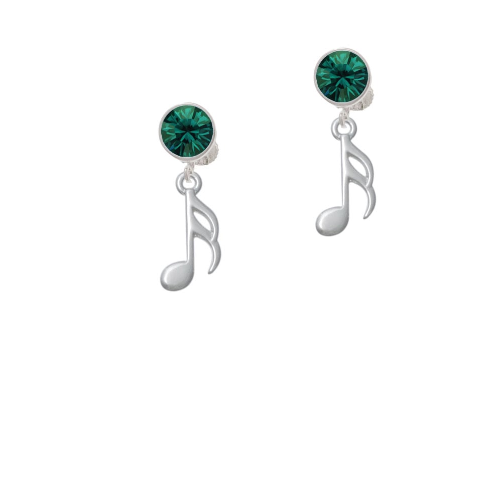 Sixteenth Note Crystal Clip On Earrings Image 1