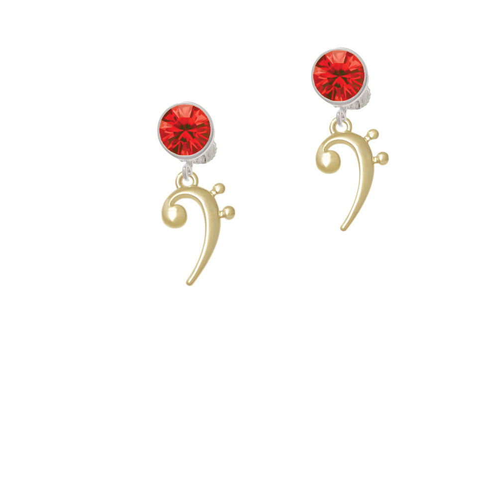 Bass Gold Tone Clef Crystal Clip On Earrings Image 4