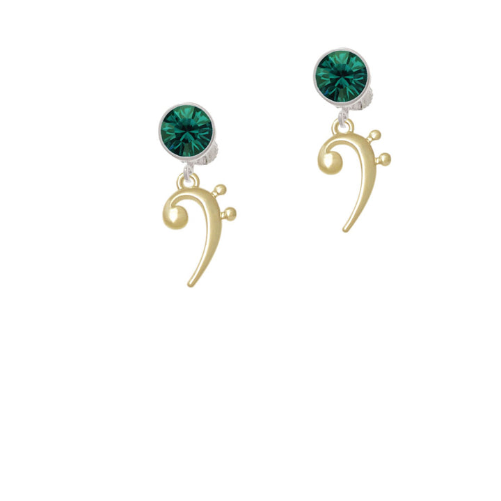 Bass Gold Tone Clef Crystal Clip On Earrings Image 6