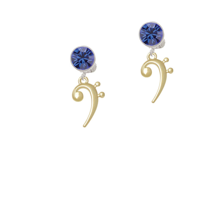 Bass Gold Tone Clef Crystal Clip On Earrings Image 7