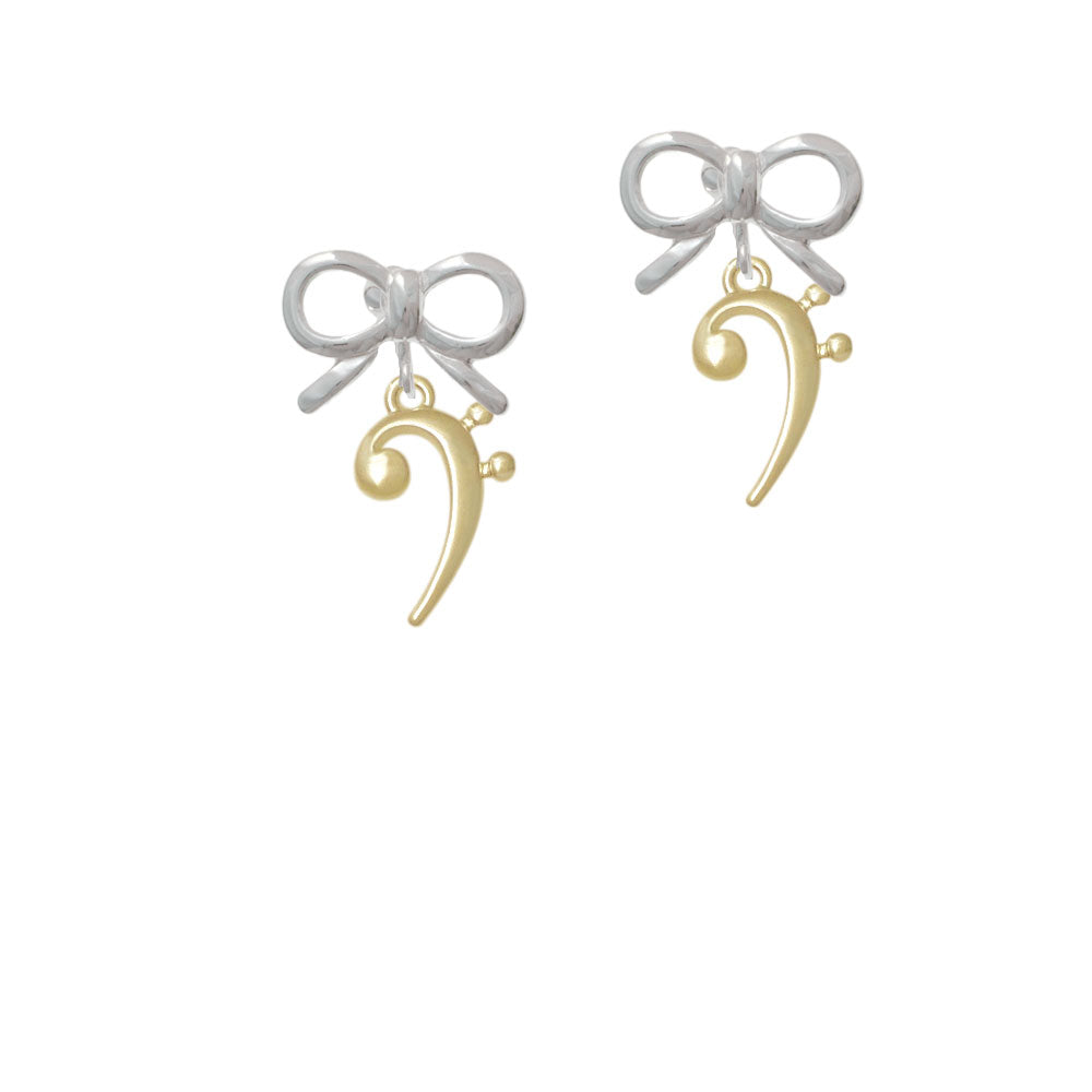 Bass Gold Tone Clef Crystal Clip On Earrings Image 9