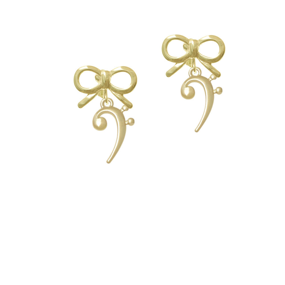 Bass Gold Tone Clef Crystal Clip On Earrings Image 10