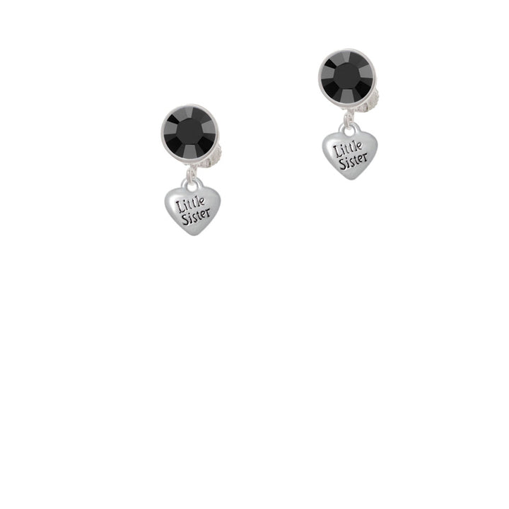 Mini 3-D Little Sister Heart Crystal Clip On Earrings Image 3