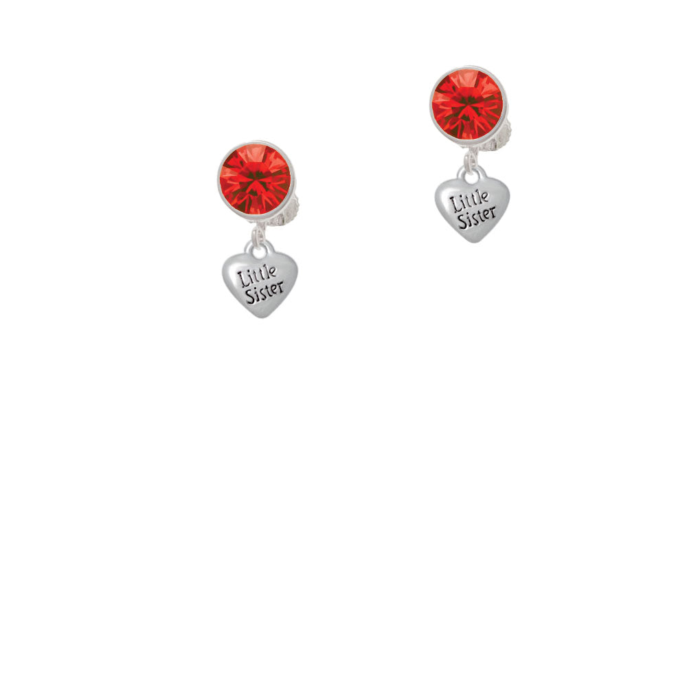 Mini 3-D Little Sister Heart Crystal Clip On Earrings Image 4