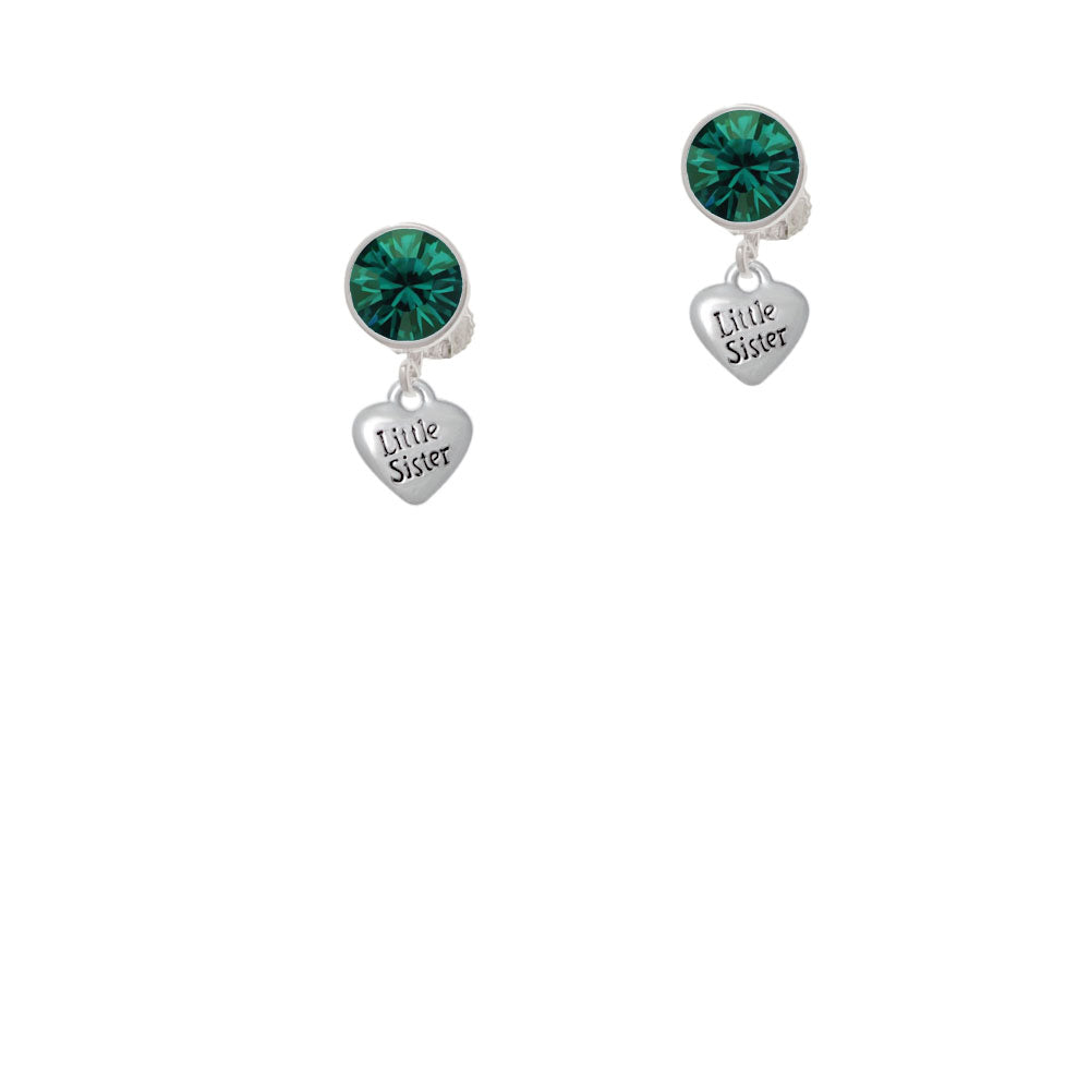 Mini 3-D Little Sister Heart Crystal Clip On Earrings Image 6