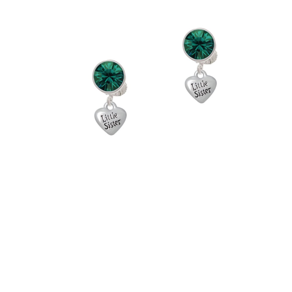 Mini 3-D Little Sister Heart Crystal Clip On Earrings Image 1