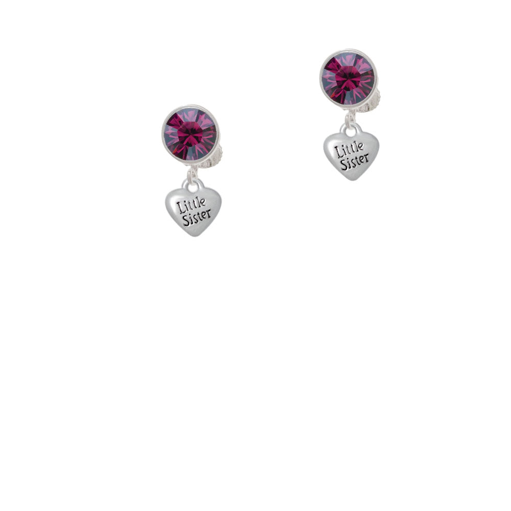 Mini 3-D Little Sister Heart Crystal Clip On Earrings Image 8