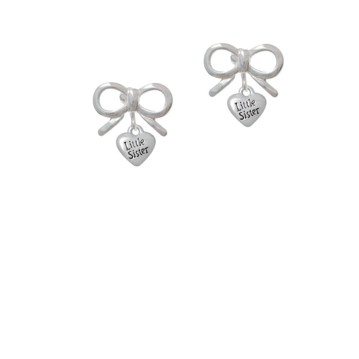 Mini 3-D Little Sister Heart Crystal Clip On Earrings Image 9