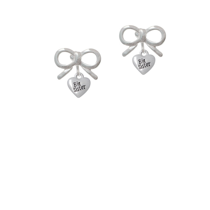 Mini 3-D Big Sister Heart Crystal Clip On Earrings Image 9