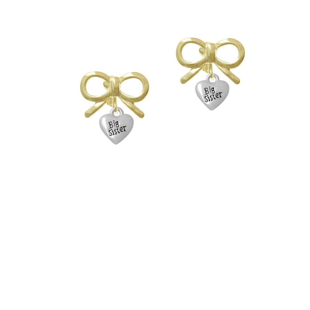 Mini 3-D Big Sister Heart Crystal Clip On Earrings Image 10