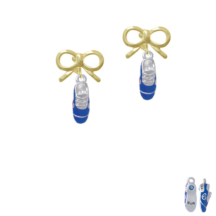 3-D Blue Running Shoe Crystal Clip On Earrings Image 10