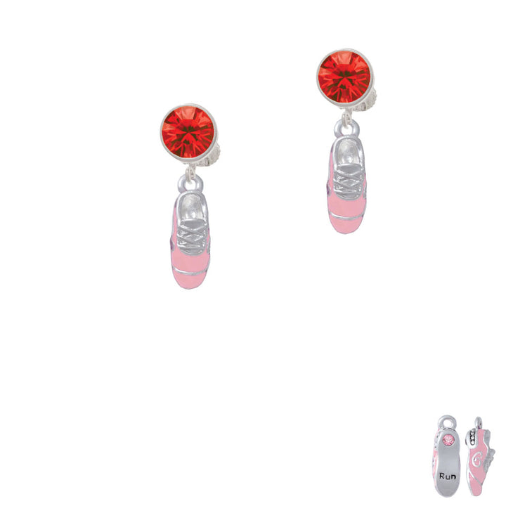 3-D Pink Running Shoe Crystal Clip On Earrings Image 4