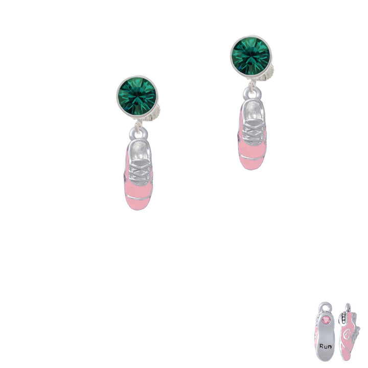 3-D Pink Running Shoe Crystal Clip On Earrings Image 6