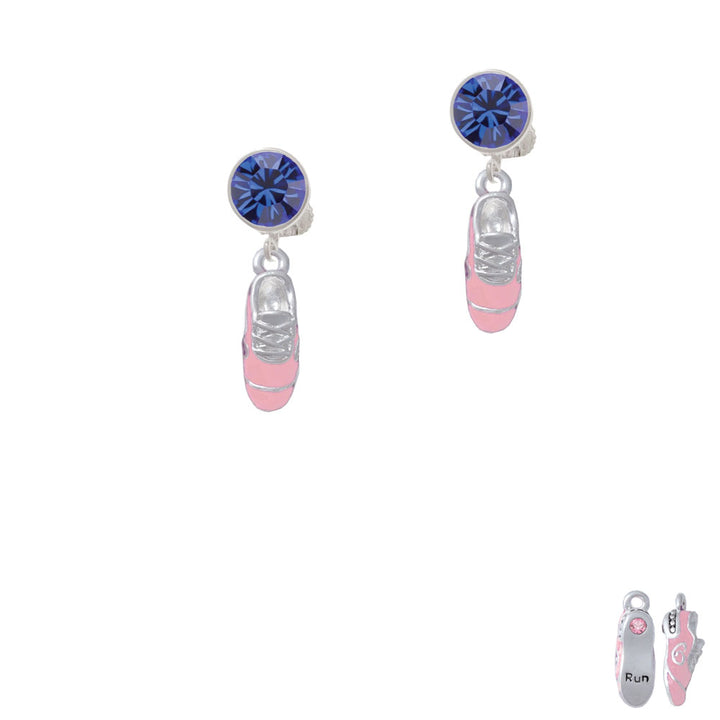 3-D Pink Running Shoe Crystal Clip On Earrings Image 7