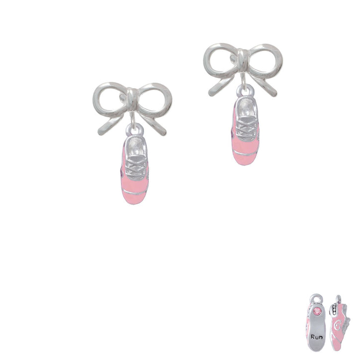 3-D Pink Running Shoe Crystal Clip On Earrings Image 9