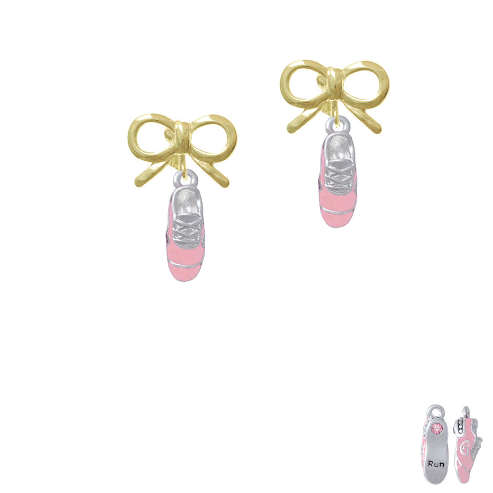 3-D Pink Running Shoe Crystal Clip On Earrings Image 10