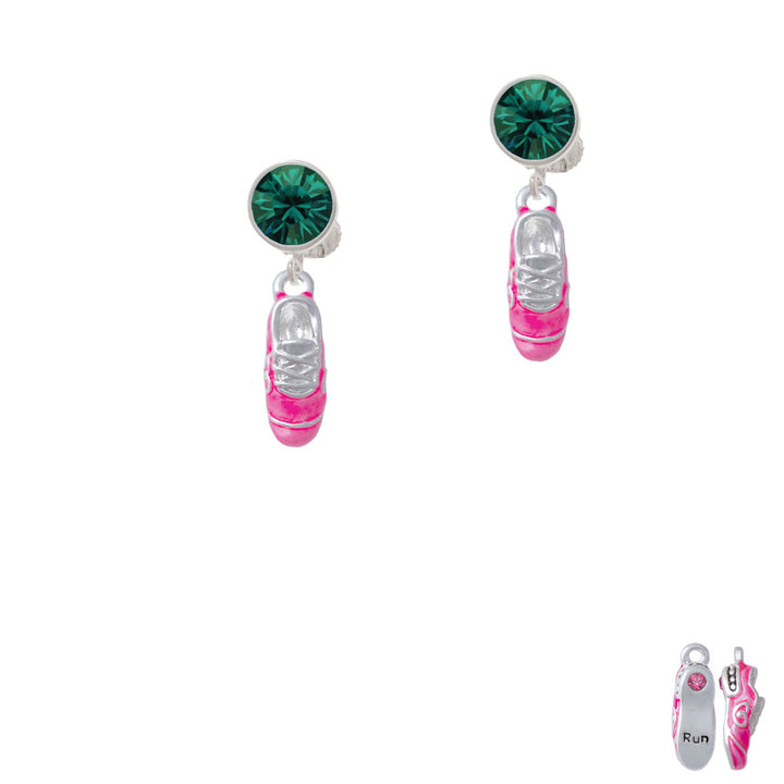 3-D Hot Pink Running Shoe Crystal Clip On Earrings Image 6