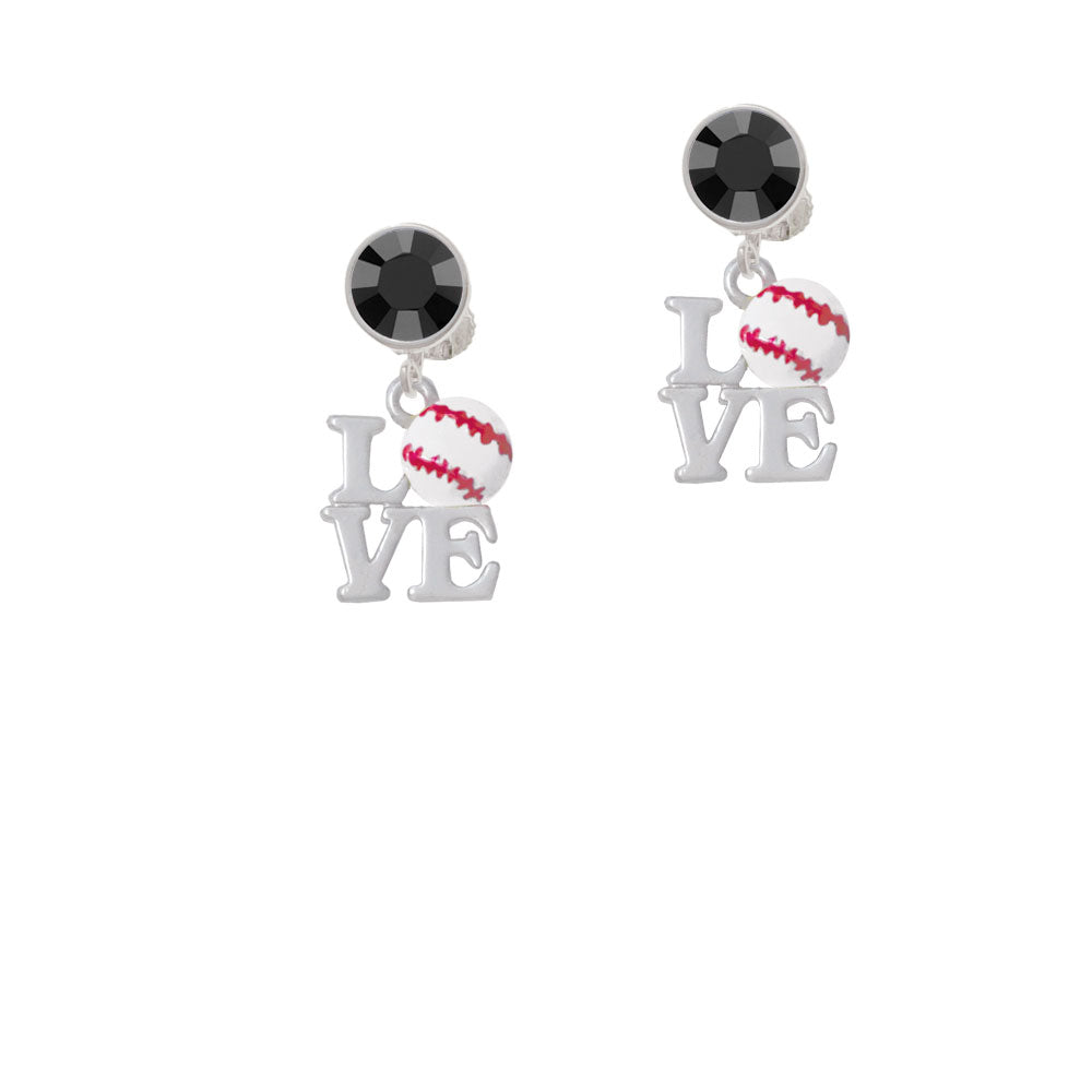 Love with Baseball Crystal Clip On Earrings Image 3