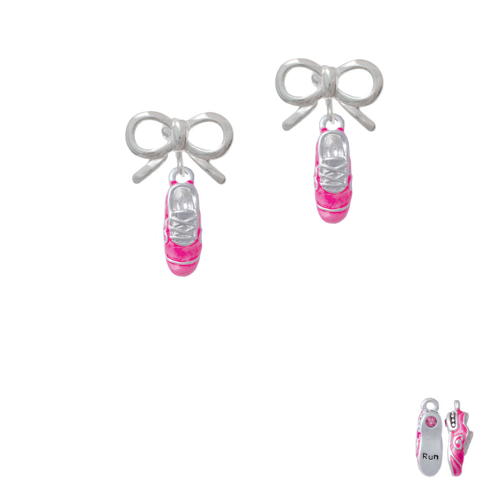 3-D Hot Pink Running Shoe Crystal Clip On Earrings Image 9