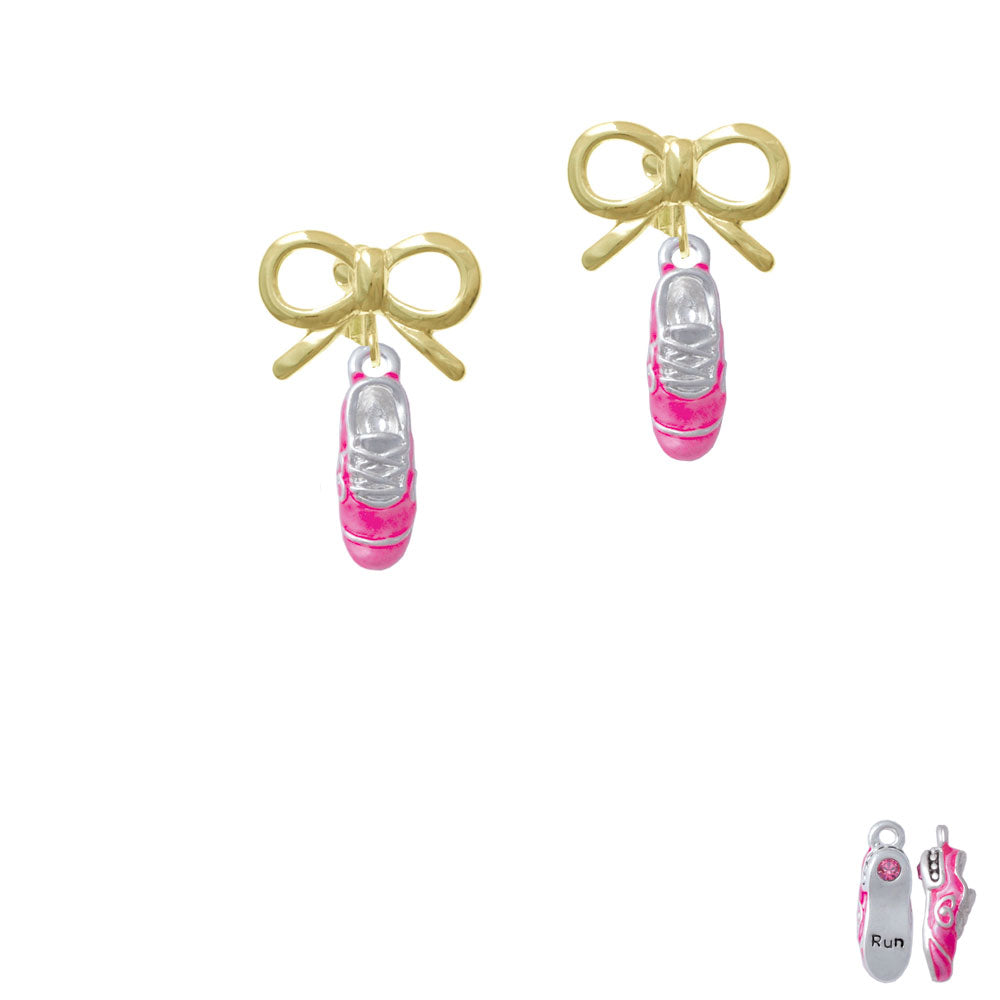 3-D Hot Pink Running Shoe Crystal Clip On Earrings Image 10