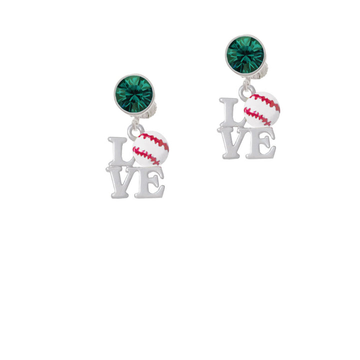 Love with Baseball Crystal Clip On Earrings Image 6