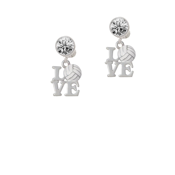 Love with Volleyball Crystal Clip On Earrings Image 2