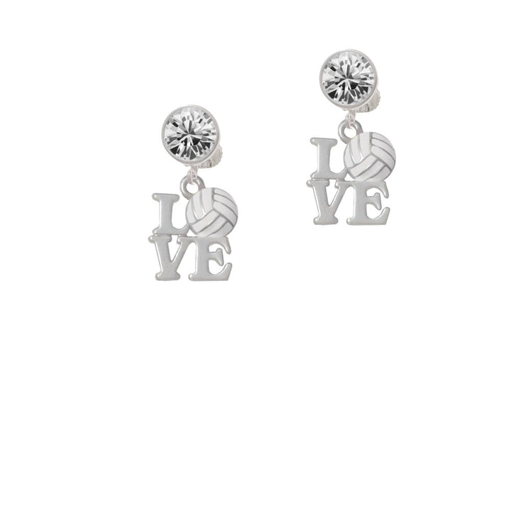 Love with Volleyball Crystal Clip On Earrings Image 1