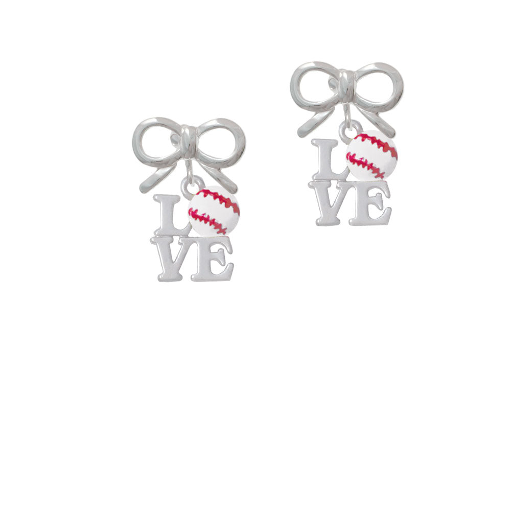 Love with Baseball Crystal Clip On Earrings Image 9