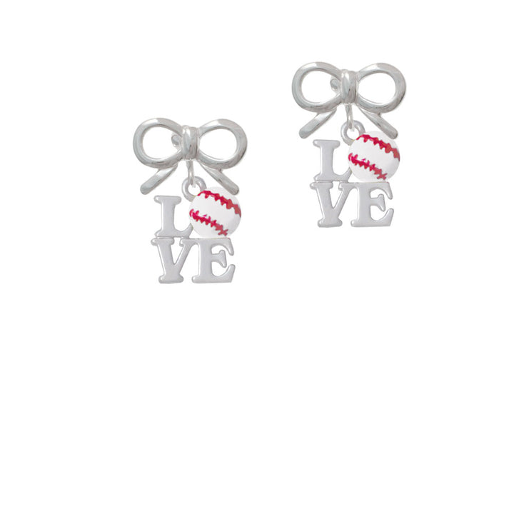 Love with Baseball Crystal Clip On Earrings Image 9