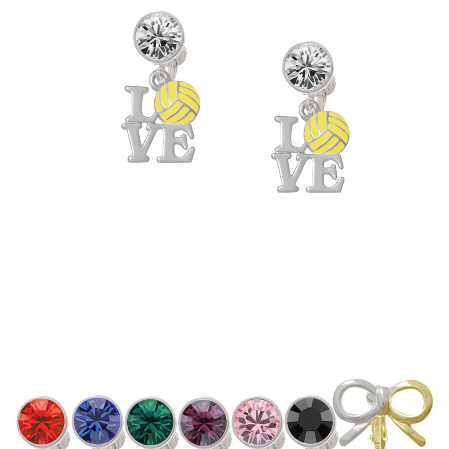 Love with Water Polo Ball Crystal Clip On Earrings Image 1