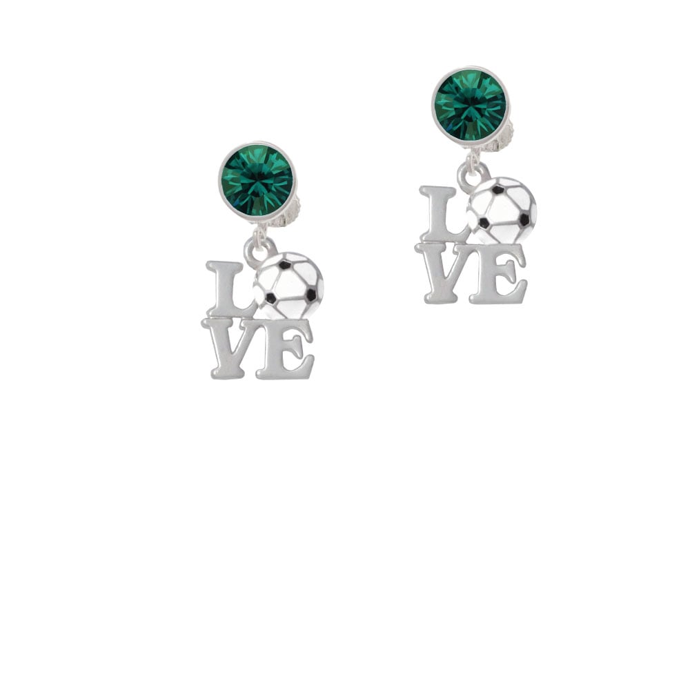 Love with Soccer Ball Crystal Clip On Earrings Image 6